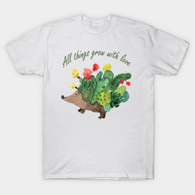 Cactus hedgehog T-Shirt by ArtStyleAlice